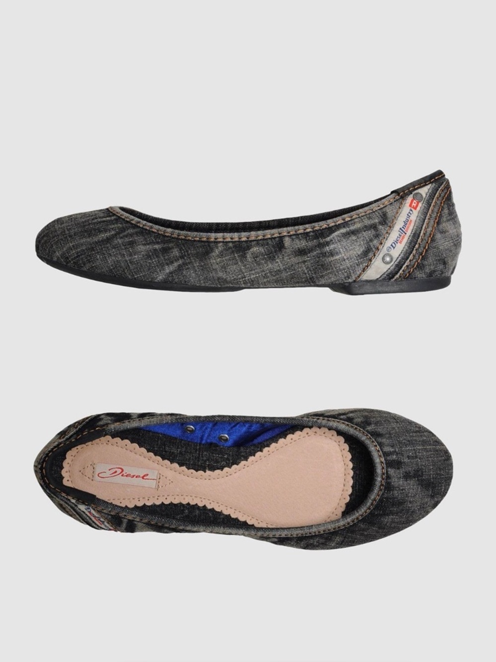 Diesel Gray Denim Flats Size 7